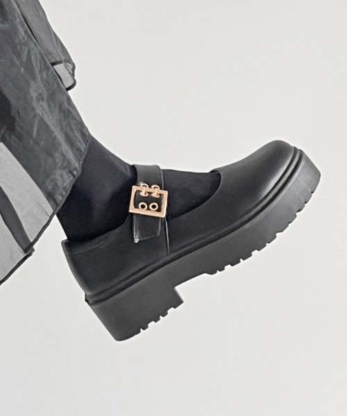 Shoes in Closet（シューズインクローゼット）の「軽量 厚底 プラットフォーム メリージェーン ストラップシューズ 2648（ドレスシューズ・レディース・ブラック/ブラック系その他・3L/LL/L/M/S/XS）」の3枚目の写真