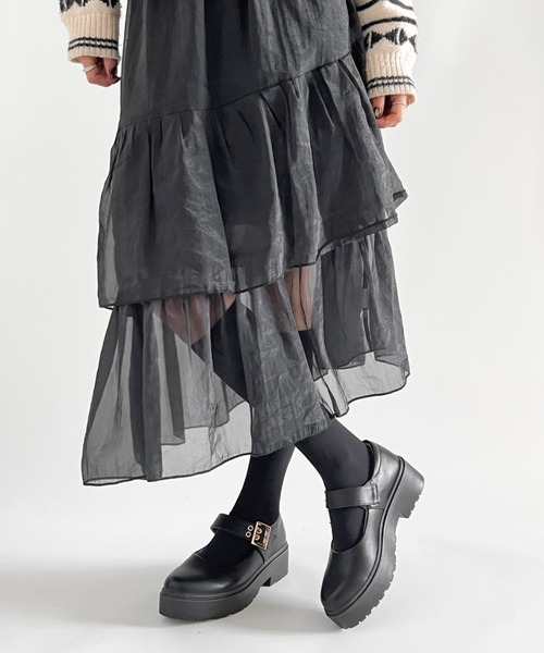 Shoes in Closet（シューズインクローゼット）の「軽量 厚底 プラットフォーム メリージェーン ストラップシューズ 2648（ドレスシューズ・レディース・ブラック/ブラック系その他・3L/LL/L/M/S/XS）」の6枚目の写真