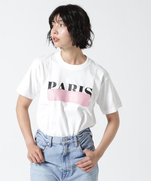 B'2nd（ビーセカンド）の「DROIT BELLO（ドロイトベロ）ピンクブラッシュPARIS Tシャツ（Tシャツ/カットソー・レディース・ホワイト/ブラック・M/S）」の20枚目の写真