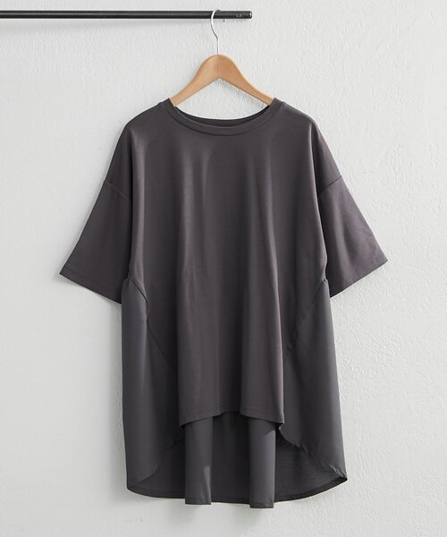 NAO（ナオ）の「接触冷感！布帛切替プルオーバー（Tシャツ/カットソー・レディース・アイボリー/ブラック/チャコールグレー/ピンク・FREE）」の3枚目の写真