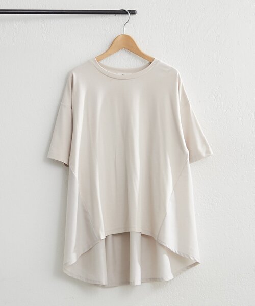 NAO（ナオ）の「接触冷感！布帛切替プルオーバー（Tシャツ/カットソー・レディース・アイボリー/ブラック/チャコールグレー/ピンク・FREE）」の5枚目の写真