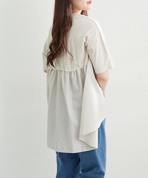 NAO（ナオ）の「接触冷感！布帛切替プルオーバー（Tシャツ/カットソー・レディース・アイボリー/ブラック/チャコールグレー/ピンク・FREE）」の11枚目の写真
