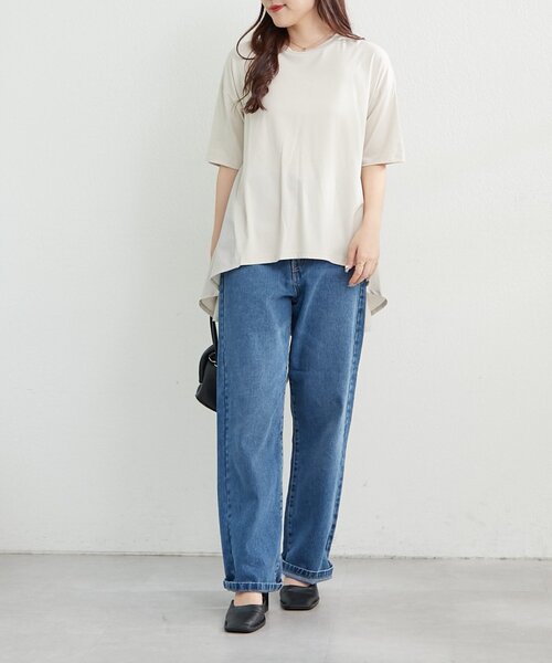 NAO（ナオ）の「接触冷感！布帛切替プルオーバー（Tシャツ/カットソー・レディース・アイボリー/ブラック/チャコールグレー/ピンク・FREE）」の12枚目の写真