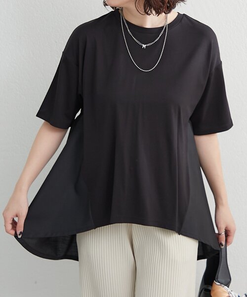 NAO（ナオ）の「接触冷感！布帛切替プルオーバー（Tシャツ/カットソー・レディース・アイボリー/ブラック/チャコールグレー/ピンク・FREE）」の16枚目の写真