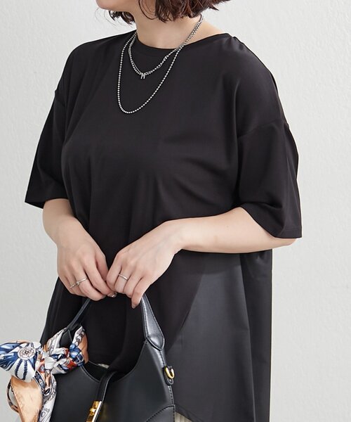NAO（ナオ）の「接触冷感！布帛切替プルオーバー（Tシャツ/カットソー・レディース・アイボリー/ブラック/チャコールグレー/ピンク・FREE）」の18枚目の写真