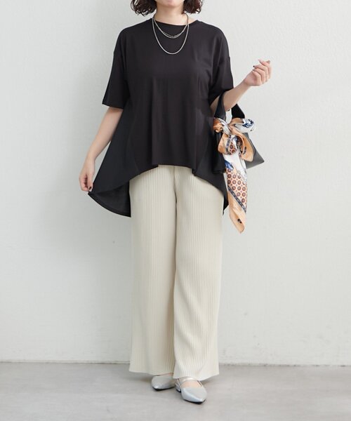NAO（ナオ）の「接触冷感！布帛切替プルオーバー（Tシャツ/カットソー・レディース・アイボリー/ブラック/チャコールグレー/ピンク・FREE）」の21枚目の写真