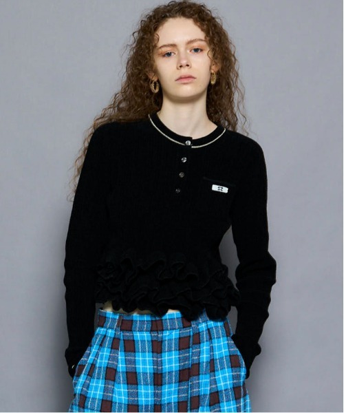 PRE-ORDER】Ruffled Hem Chenille Knit Tops/ラッフルヘムモールニット