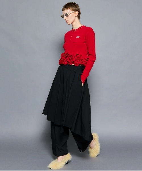 PRE-ORDER】Ruffled Hem Chenille Knit Tops/ラッフルヘムモールニット