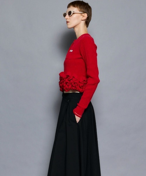 PRE-ORDER】Ruffled Hem Chenille Knit Tops/ラッフルヘムモール