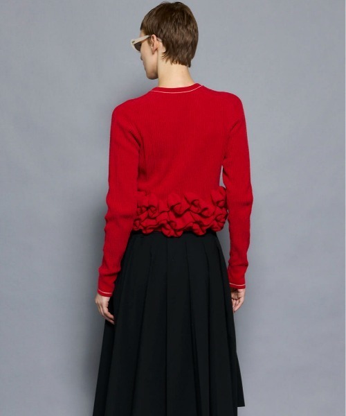 Ruffled Hem Chenille Knit Tops/ラッフルヘムモールニットトップス