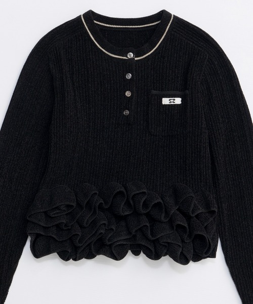 メゾンスペシャル　Ruffled Hem Chenille Knit Tops PRE-ORDER】Ruffled Hem Chenille Knit Tops