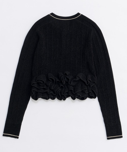 Ruffled Hem Chenille Knit Tops/ラッフルヘムモールニットトップス