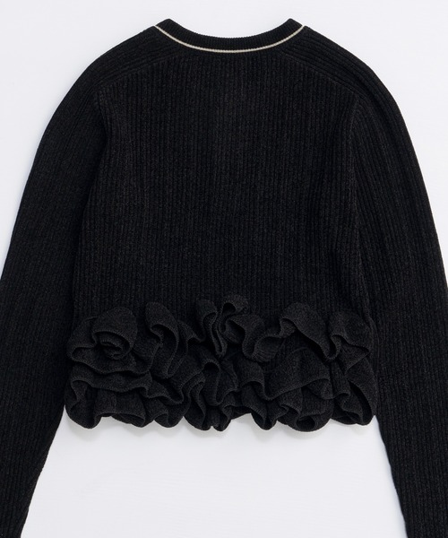 Ruffled Hem Chenille Knit Tops/ラッフルヘムモールニットトップス