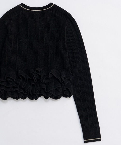 Ruffled Hem Chenille Knit Tops/ラッフルヘムモールニットトップス