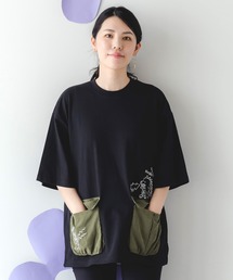 352127：ヒーローごっこ刺繍 ポケット付きドロストTシャツ