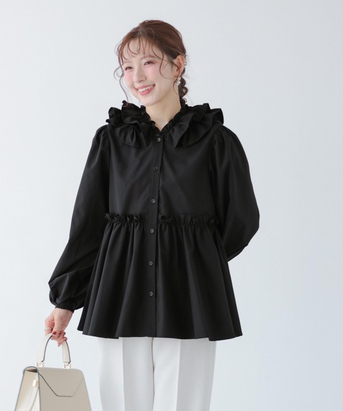 Fit more(フィットモア)の「フリルフード切り替えブラウス(シャツ/ブラウス・レディース・ベージュ/ホワイト/ブラック・FREE)」の10枚目の写真