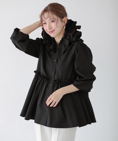 Fit more(フィットモア)の「フリルフード切り替えブラウス(シャツ/ブラウス・レディース・ベージュ/ホワイト/ブラック・FREE)」の11枚目の写真
