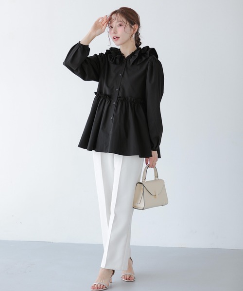 Fit more(フィットモア)の「フリルフード切り替えブラウス(シャツ/ブラウス・レディース・ベージュ/ホワイト/ブラック・FREE)」の13枚目の写真
