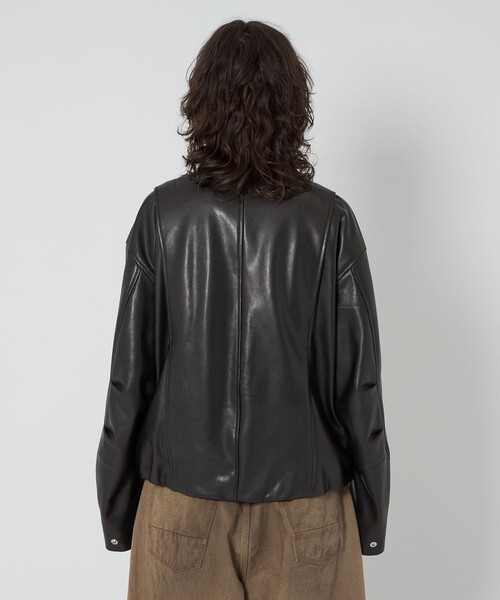 ASTRAET（アストラット）の「＜ASTRAET＞スソゴム ラムレザー ジップブルゾン UNISEX（ライダースジャケット・レディース・ブラック・FREE）」の7枚目の写真