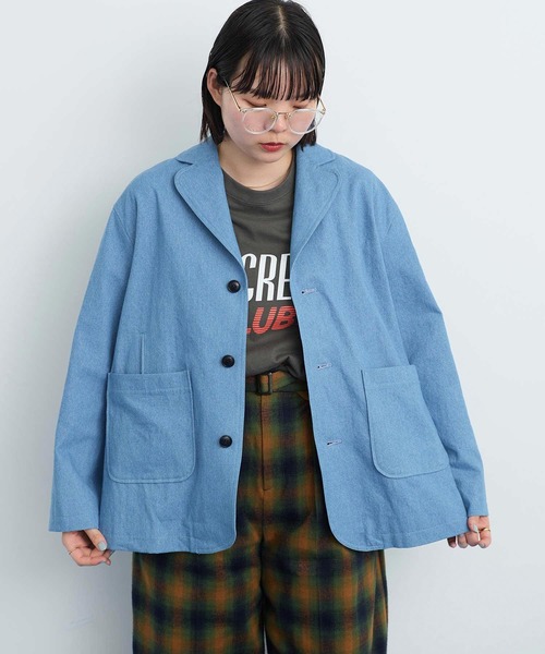 I am I in fact...(アイアムアイインファクト)の「●DENIM variety pocket ジャケット(テーラードジャケット・レディース・サックスブルー・FREE)」の1枚目の写真