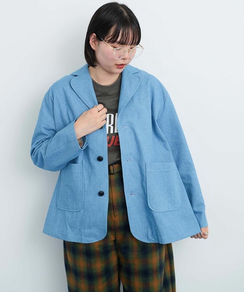I am I in fact...(アイアムアイインファクト)の「●DENIM variety pocket ジャケット(テーラードジャケット・レディース・サックスブルー・FREE)」の2枚目の写真