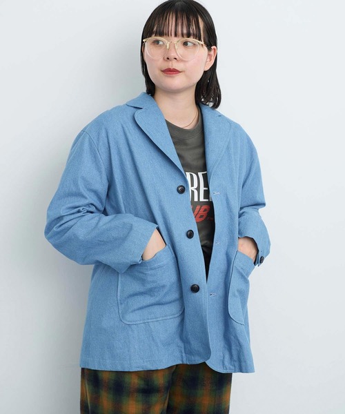 I am I in fact...(アイアムアイインファクト)の「●DENIM variety pocket ジャケット(テーラードジャケット・レディース・サックスブルー・FREE)」の3枚目の写真
