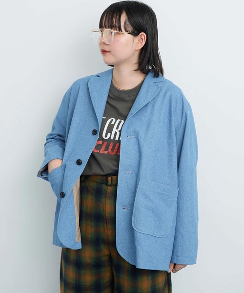 I am I in fact...(アイアムアイインファクト)の「●DENIM variety pocket ジャケット(テーラードジャケット・レディース・サックスブルー・FREE)」の5枚目の写真