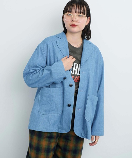 I am I in fact...(アイアムアイインファクト)の「●DENIM variety pocket ジャケット(テーラードジャケット・レディース・サックスブルー・FREE)」の6枚目の写真