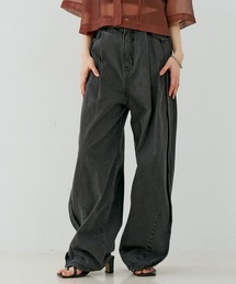 サイドラインデニムパンツ（BLACK） PINUE ピヌエ サイドラインデニムパンツ（BLACK） - PINUE