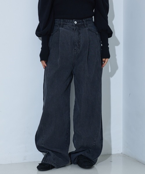 スコットクラブ　ドロストワイドデニムパンツ　サイドライン　ダークネイビー　新品 SCOTCLUBのデニムパンツの商品一覧｜ファッション通販のYAMADAYA STORE