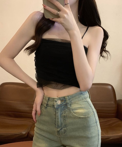 Miniministore（ミニミニストア）の「チュールキャミソールトップス 夏 韓国風（キャミソール・レディース・ホワイト/ベージュ/ブルー/ブラック/ラベンダー/ピンク・FREE）」の22枚目の写真
