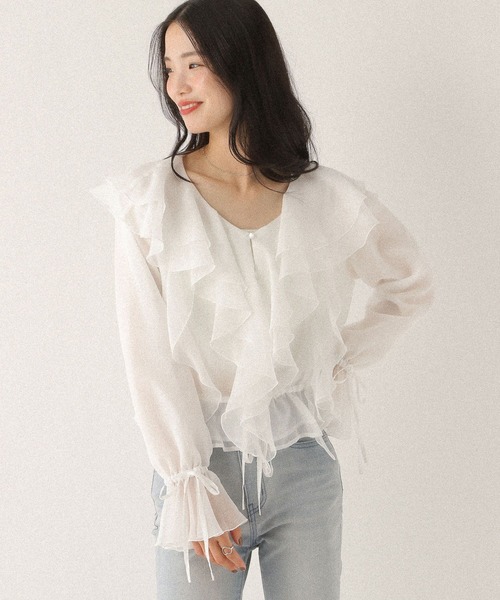 Heather（ヘザー）の「アソートラッフルフリルブラウス　592559（シャツ/ブラウス・レディース・オフホワイト/ブラック系その他/ホワイト系その他・FREE）」の2枚目の写真