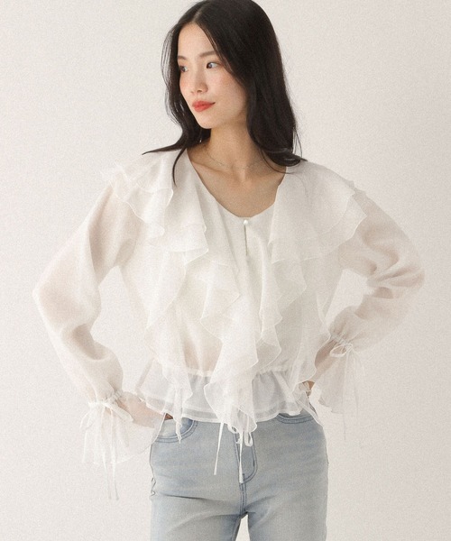 Heather（ヘザー）の「アソートラッフルフリルブラウス　592559（シャツ/ブラウス・レディース・オフホワイト/ブラック系その他/ホワイト系その他・FREE）」の7枚目の写真