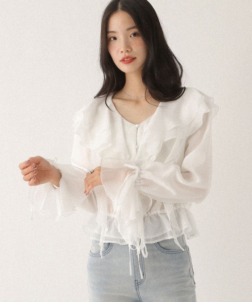 Heather（ヘザー）の「アソートラッフルフリルブラウス　592559（シャツ/ブラウス・レディース・オフホワイト/ブラック系その他/ホワイト系その他・FREE）」の8枚目の写真