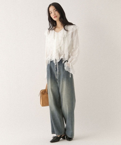 Heather（ヘザー）の「アソートラッフルフリルブラウス　592559（シャツ/ブラウス・レディース・オフホワイト/ブラック系その他/ホワイト系その他・FREE）」の12枚目の写真