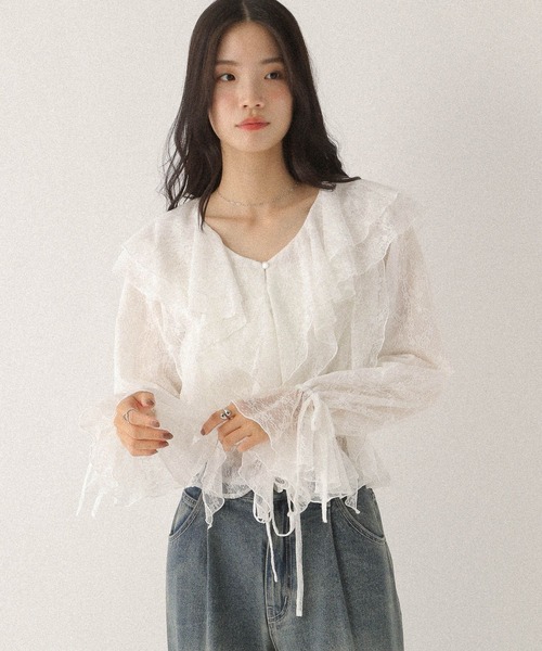 Heather（ヘザー）の「アソートラッフルフリルブラウス　592559（シャツ/ブラウス・レディース・オフホワイト/ブラック系その他/ホワイト系その他・FREE）」の16枚目の写真