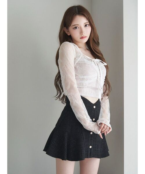 EATME（イートミー）の「レースキャミブラウスセット（シャツ/ブラウス・レディース・オレンジ/オフホワイト/ブラック・FREE）」の4枚目の写真