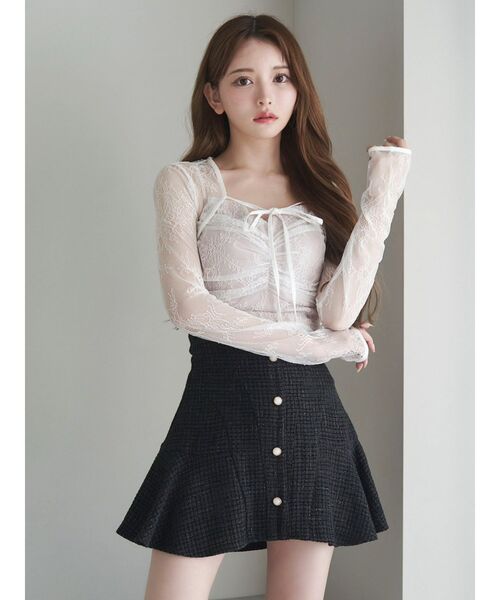 EATME（イートミー）の「レースキャミブラウスセット（シャツ/ブラウス・レディース・オレンジ/オフホワイト/ブラック・FREE）」の5枚目の写真