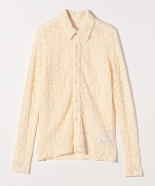 quaranciel(カランシエル)の「quaranciel:〈手洗い可能〉フラワー レース ストレッチ レギュラーカラー シャツ カットソー(シャツ/ブラウス・レディース・ブラック/オフホワイト・ONE SIZE)」の5枚目の写真
