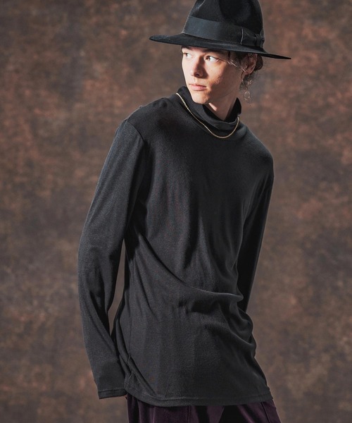 Jih Nunc（ジーヌンク）の「mlt5360-ミドル丈タートルネックカットソー(JIH-R1133)（Tシャツ/カットソー・メンズ・ブラック/パープル/レッド・L/M/S）」の2枚目の写真
