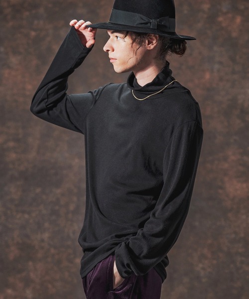 Jih Nunc（ジーヌンク）の「mlt5360-ミドル丈タートルネックカットソー(JIH-R1133)（Tシャツ/カットソー・メンズ・ブラック/パープル/レッド・L/M/S）」の13枚目の写真