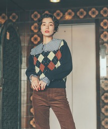 CHILD WOMAN | メリノウール アーガイル クルーネックカーディガン(カーディガン/ボレロ)