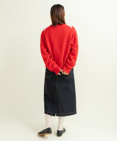 CHILD WOMAN（チャイルドウーマン）の「メリノウール アーガイル クルーネックカーディガン（カーディガン/ボレロ・レディース・ネイビー/レッド・FREE）」の12枚目の写真