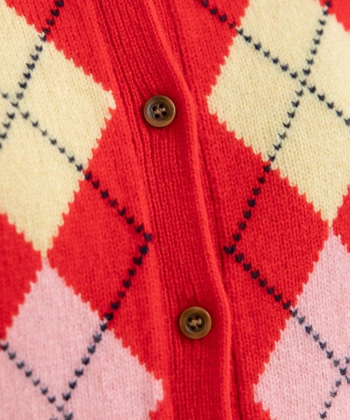CHILD WOMAN（チャイルドウーマン）の「メリノウール アーガイル クルーネックカーディガン（カーディガン/ボレロ・レディース・ネイビー/レッド・FREE）」の21枚目の写真