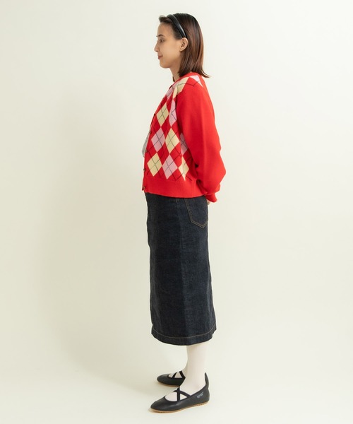 CHILD WOMAN（チャイルドウーマン）の「メリノウール アーガイル クルーネックカーディガン（カーディガン/ボレロ・レディース・ネイビー/レッド・FREE）」の11枚目の写真