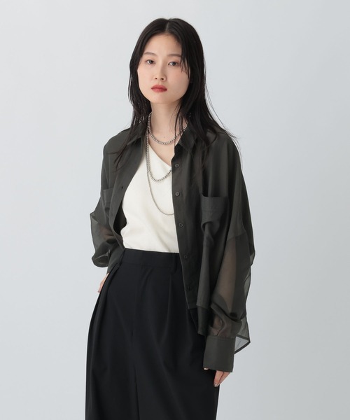 LEPSIM（レプシィム）の「切り替えポンチョショートシャツ　579360（シャツ/ブラウス・レディース・イエロー/ブラウン/ブルー/グレー・FREE）」の7枚目の写真