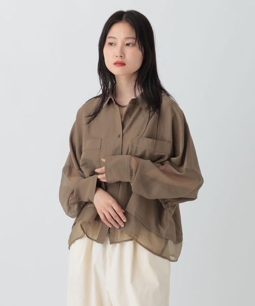 LEPSIM（レプシィム）の「切り替えポンチョショートシャツ　579360（シャツ/ブラウス・レディース・イエロー/ブラウン/ブルー/グレー・FREE）」の12枚目の写真