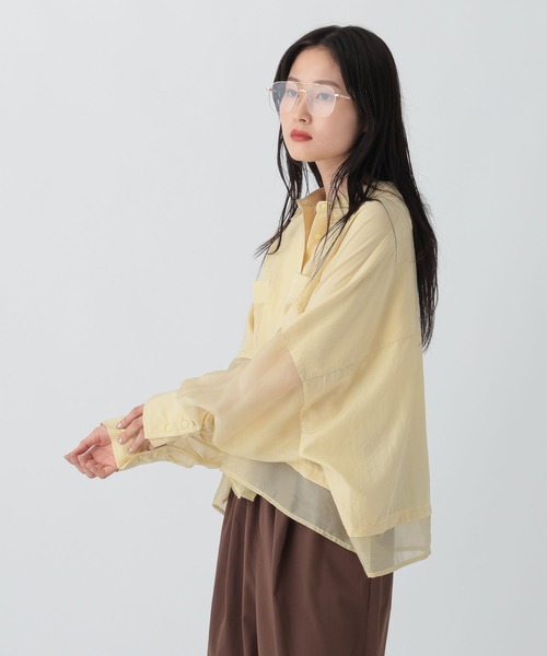 LEPSIM（レプシィム）の「切り替えポンチョショートシャツ　579360（シャツ/ブラウス・レディース・イエロー/ブラウン/ブルー/グレー・FREE）」の17枚目の写真