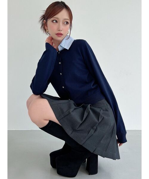 RESEXXY（リゼクシー）の「【ZOZO限定】カラードッキングニットトップス（ニット/セーター・レディース・ライトグレー/ピンク/ネイビー/ブラック・FREE）」の3枚目の写真