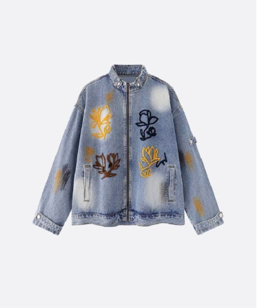 Botanical Embroidery Denim Jacket